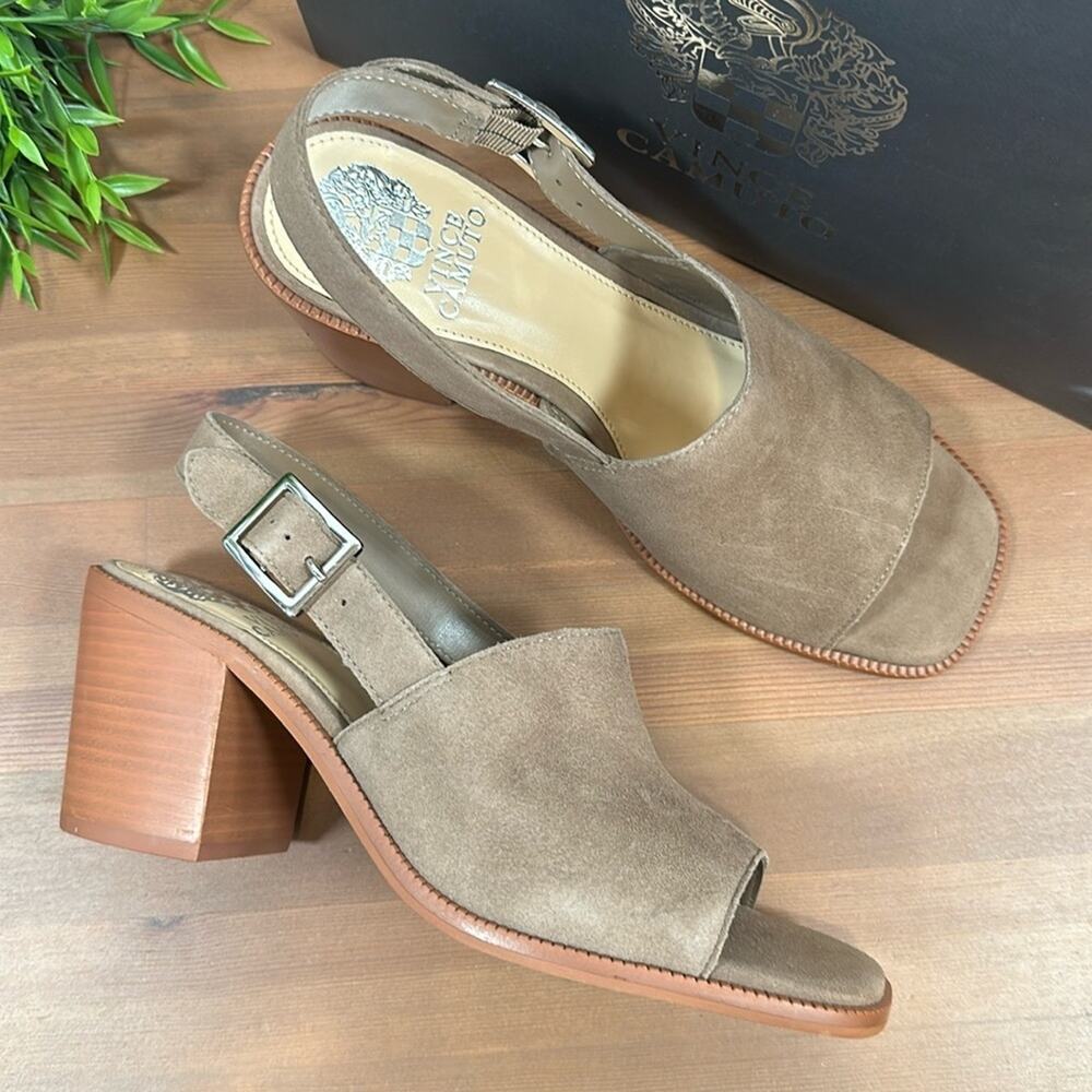 Vince Camuto Brendiza Open Toe Suede Heeled Sandals‎ Size 8.5